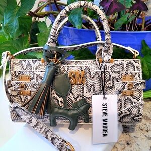 Steve Madden Snake Skin Green Horse Bag Charm Crossbody Handbag